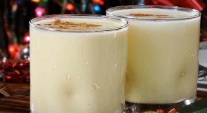 eggnog in Glass with Cinnamon on top